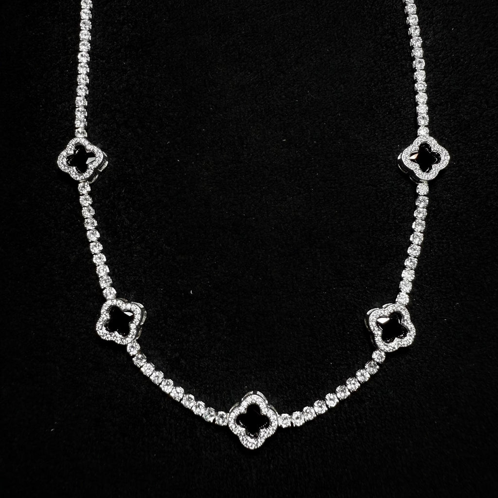 Collar Trébol VC Negro - Plata 925