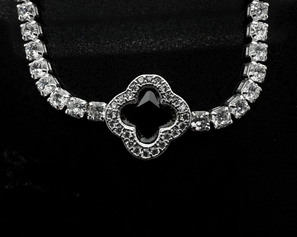 Collar Trébol VC Negro - Plata 925