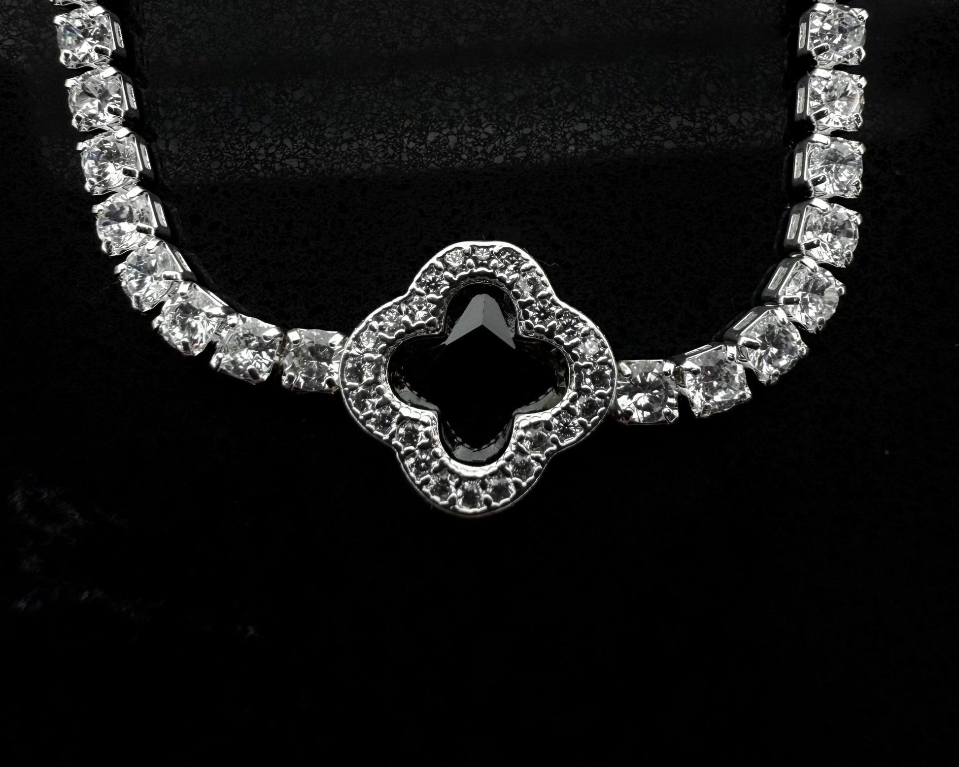 Collar Trébol VC Negro - Plata 925